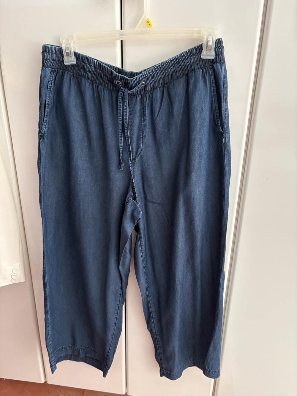 NYDJ pull on flowy elastic waist ink blue casual comfy petite pants